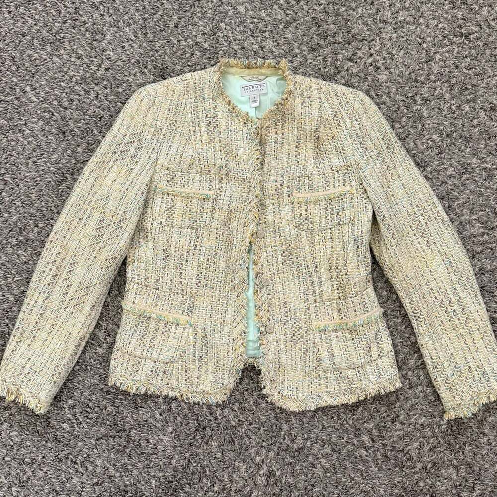 Talbots Tweed Jacket Size 8 Multicolor Italian Fabric Boucle
